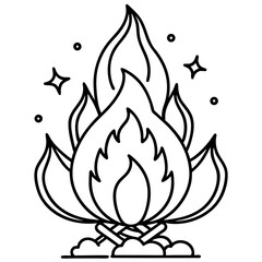 Clean Line Art Holi Bonfire Illustration