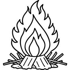 Clean Line Art Holi Bonfire Illustration