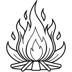 Clean Line Art Holi Bonfire Illustration