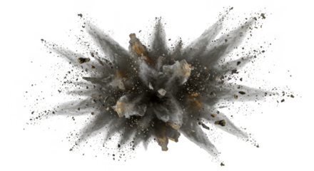 Isolated Transparent Abstract Background of Dust Smoke Explosion with Debris