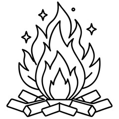 Clean Line Art Holi Bonfire Illustration