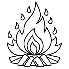 Clean Line Art Holi Bonfire Illustration