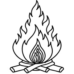 Clean Line Art Holi Bonfire Illustration