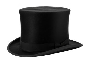 Isolated Top Hat Black Fashionable Accessory Clothing on Transparent Background