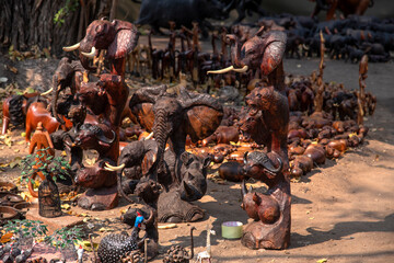 souvenirs on sale at the street shop in Victoria Fall National Park