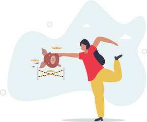 Overspending financial mistake, money lost in investment or stock market crash causing bankruptcy in economic crisis concept. character life .