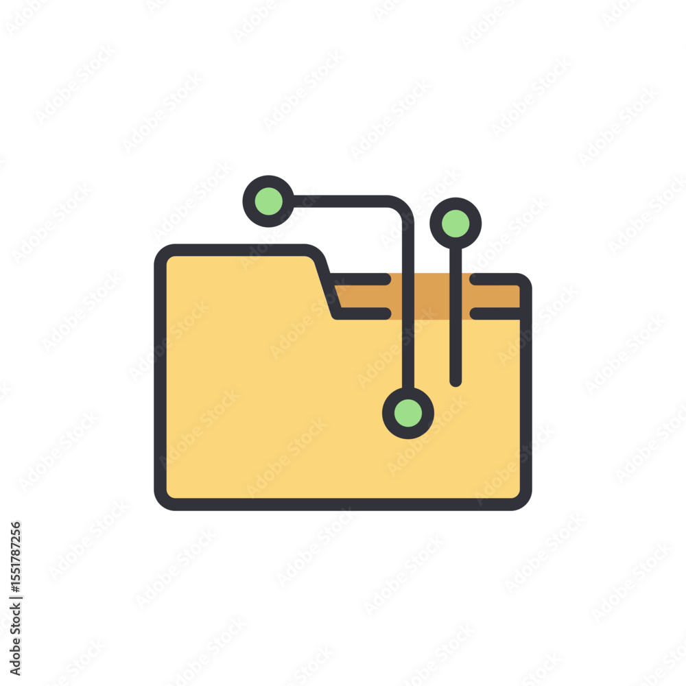 Poster digital data storage icon with connected neural network elements