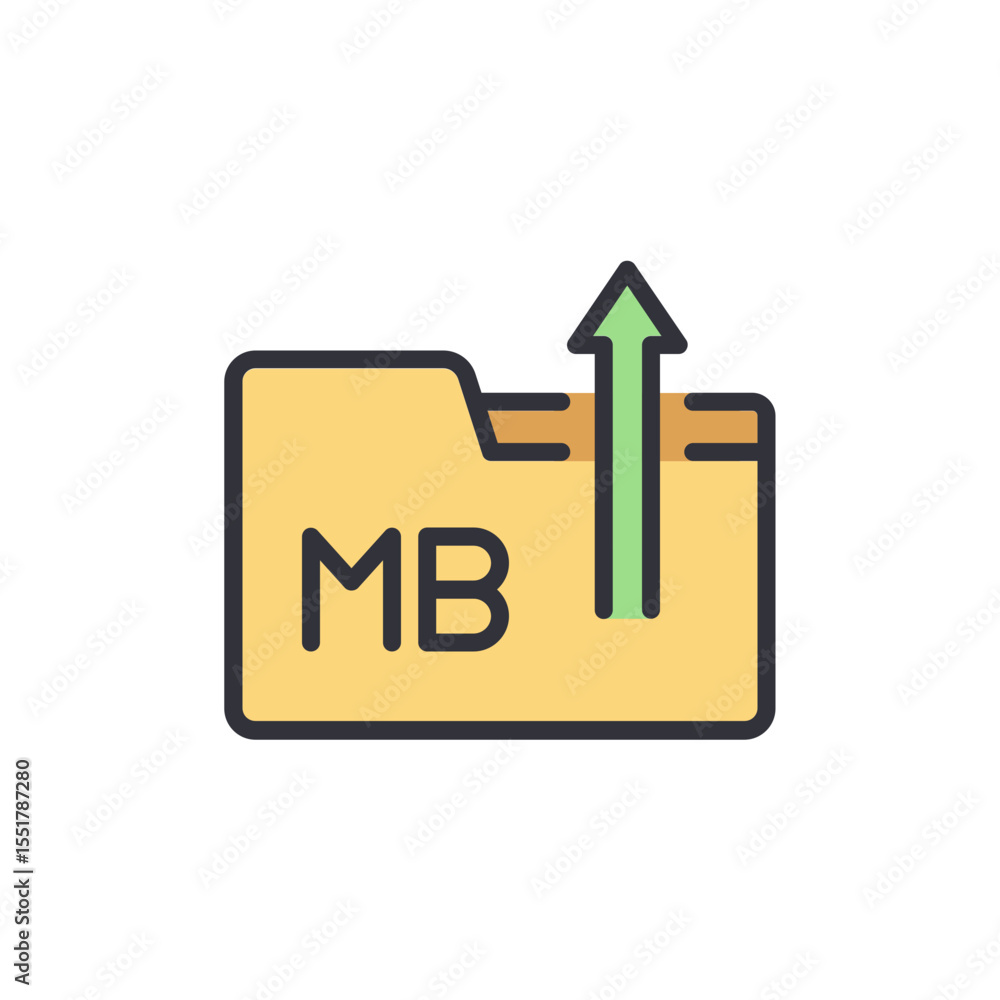 Poster conceptual icon of uploading megabytes to digital folder on internet
