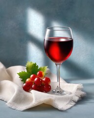 Elegant Glass of Red Wine with Grapes