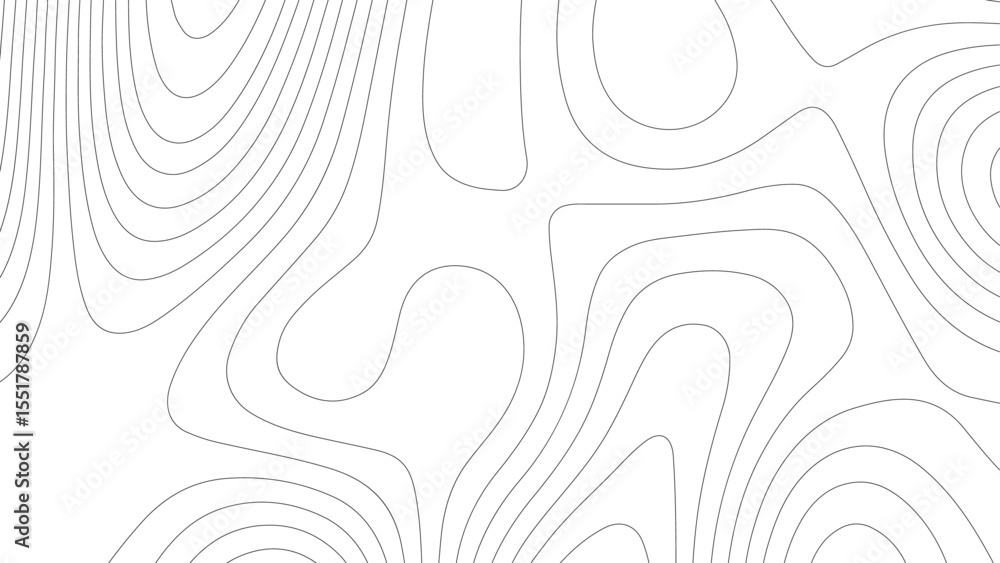 Aufkleber abstract black background with smooth, flowing white contour lines forming topographic patterns. dep