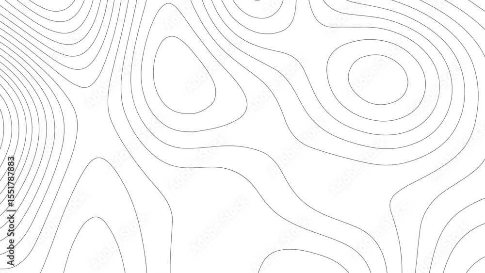 Aufkleber abstract black background with smooth, flowing white contour lines forming topographic patterns. dep