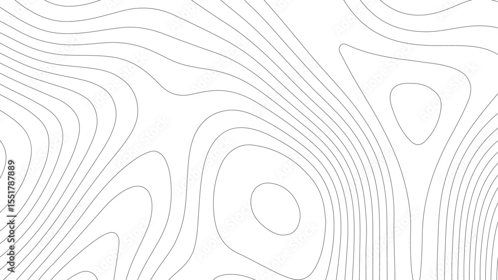 Aufkleber abstract black background with smooth, flowing white contour lines forming topographic patterns. dep
