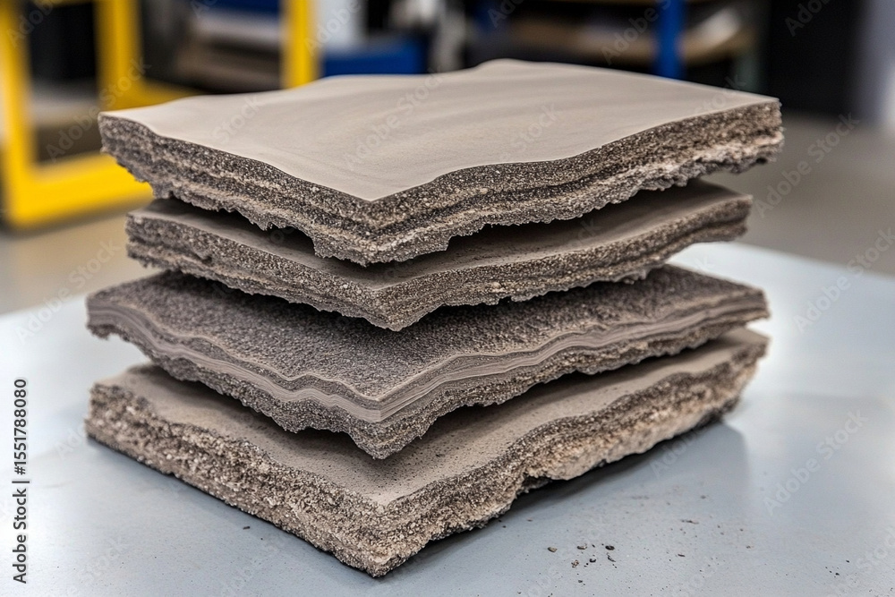 Poster composite material fabrication displayed in layered sheets