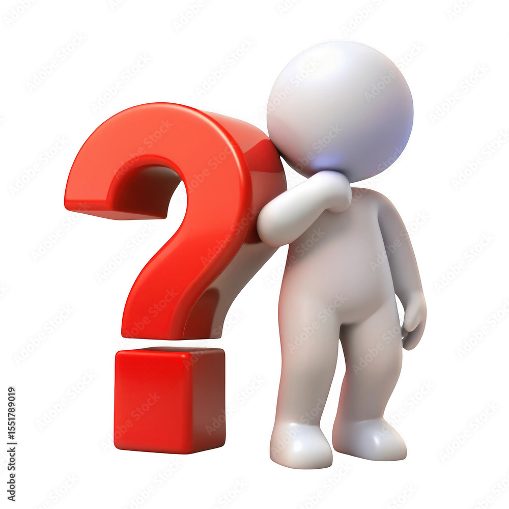 Poster 3d question mark and figure isolated on transparent background