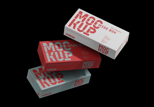 Stacked Wide Boxes Mockup for Packaging Design and Retail Branding