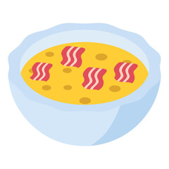 Speckpfannkuchen bowl isometric concept, savory pancake with Speck vector design, German cuisine symbol Germany Serving Platter sign European gastronomy food culture illustration 