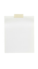 Isolated White Paper Note Stuck with Adhesive Tape on Background