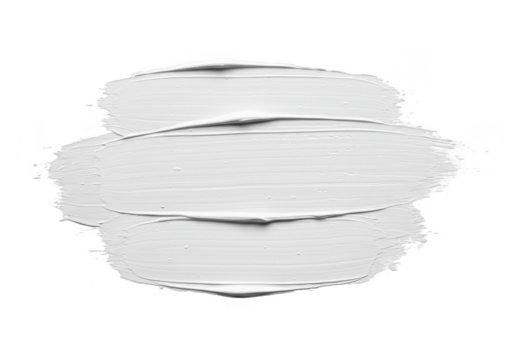 Isolated White Paint Smear on Transparent Background Brush Stroke Element