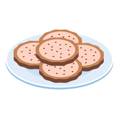 glazed chocolate Lebkuchen isometric concept, honey-sweetened moulded cookies vector icon design, German cuisine symbol, Germany Serving Platter sign European gastronomy food culture illustration 