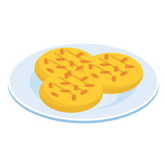 Butterplatzchen isometric concept, Peanut Heidesand vector icon design, German cuisine symbol, Germany Serving Platter sign, European gastronomy food culture stock illustration 
