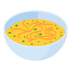 Fladlesuppe or Frittatensuppe isometric concept, vector icon design, German cuisine symbol, Germany Serving Platter sign, European gastronomy food culture stock illustration 
