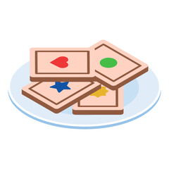 Spitzbuben Playing Card Cookies isometric concept, deck-of-card Kids Party Biscuits vector design, German cuisine symbol, Germany Serving Platter sign, European gastronomy food culture illustration