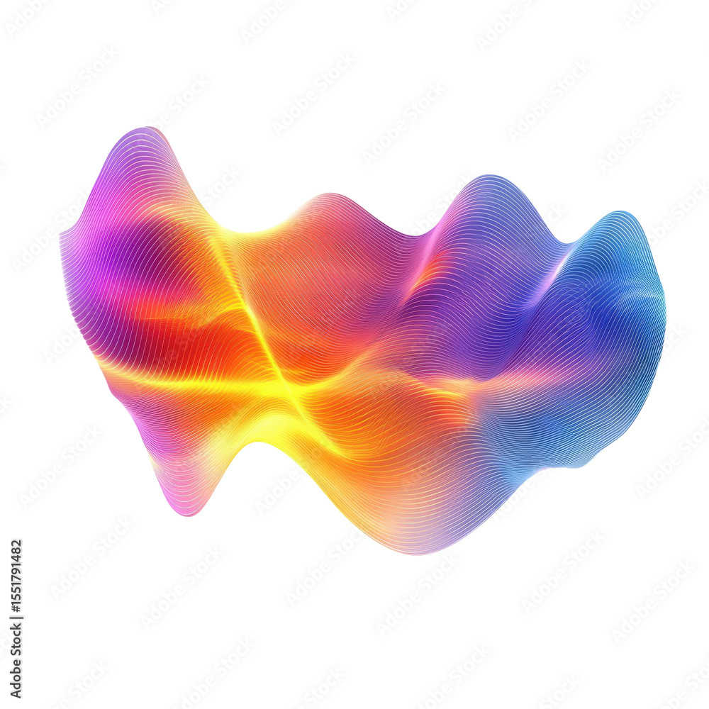 Poster abstract colorful glowing waveform design digital art technology on transparent background