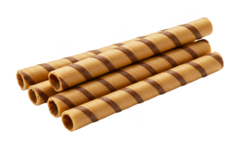 Isolated Wafer Rolls Delicious Chocolate Striped Snack Transparent Background
