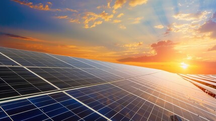 Solar Panel Array Technology Background: High-Resolution 3D Render of Photovoltaic Systems with Realistic Solar Panel Arrays – Ideal for Renewable Energy Projects, Green Technology Visuals, Sustainabl