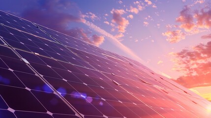 Solar Panel Array Technology Background: High-Resolution 3D Render of Photovoltaic Systems with Realistic Solar Panel Arrays – Ideal for Renewable Energy Projects, Green Technology Visuals, Sustainabl