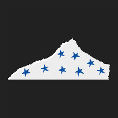 Torn paper with hand drawn stars, blue pen texture. Vector illustration.