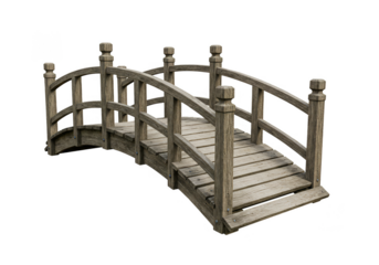 Isolated Wooden Stone Bridge Overpass with Transparent Background Illustration