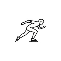 Speed skater in motion, captured in a line drawing.