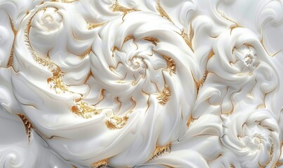 Ornamental stucco relief with gold accents spiral texture art