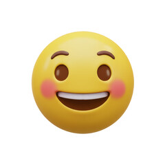 Joyful Smiling Face Emoji 3D Illustration Render with Transparent Background