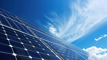 Solar Panel Array Technology Background: High-Resolution 3D Render of Photovoltaic Systems with Realistic Solar Panel Arrays – Ideal for Renewable Energy Projects, Green Technology Visuals, Sustainabl
