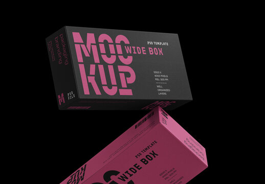 Stacked Wide Boxes Mockup for Packaging Design and Retail Branding