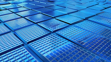 Solar Panel Array Technology Background: High-Resolution 3D Render of Photovoltaic Systems with Realistic Solar Panel Arrays – Ideal for Renewable Energy Projects, Green Technology Visuals, Sustainabl