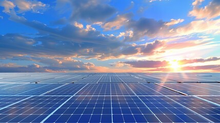 Solar Panel Array Technology Background: High-Resolution 3D Render of Photovoltaic Systems with Realistic Solar Panel Arrays – Ideal for Renewable Energy Projects, Green Technology Visuals, Sustainabl