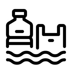 Ocean Pollution Line Icon. Single icon, line vector icon