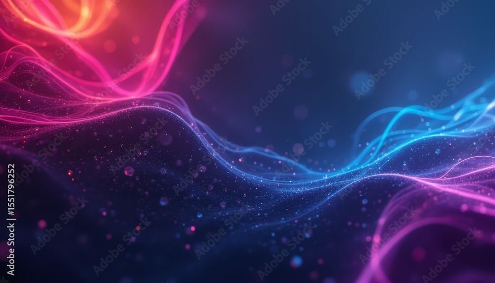 Poster abstract background with colorful lines and lights, vibrant dynamic visual design