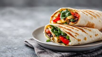 Grilled vegetable wrap with spinach and cheese
