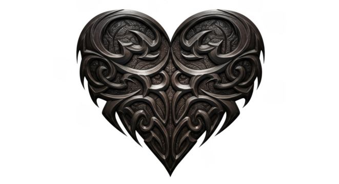 Ornate Silver Heart Metal Pattern Valentine Love Transparent Background