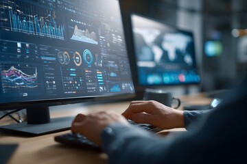 Data Analyst Working on Computer