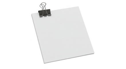 Paper Note with Clip Empty Sheet Office Page Transparent Background
