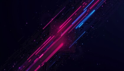 Obraz premium Vibrant neon lights illuminate the dark, a captivating display of electric blue and pink