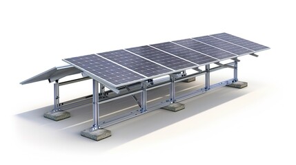 Solar Panel Array Technology Background: High-Resolution 3D Render of Photovoltaic Systems with Realistic Solar Panel Arrays – Ideal for Renewable Energy Projects, Green Technology Visuals, Sustainabl