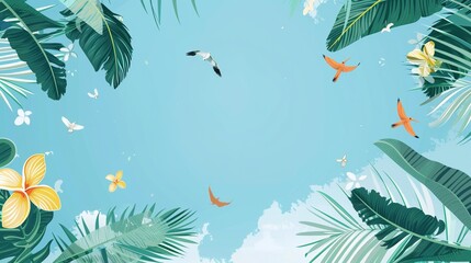Summer Tropical Island Style Background Material: Exotic Paradise Scapes, Beach Vibes, and Vibrant Island Aesthetics