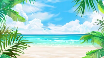 Summer Tropical Island Style Background Material: Exotic Paradise Scapes, Beach Vibes, and Vibrant Island Aesthetics
