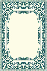 Decorative ornate retro floral blank card template